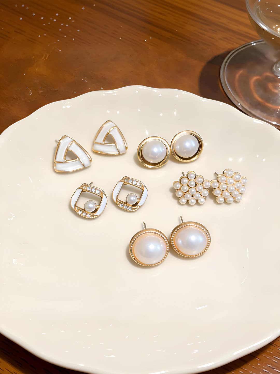 Silver post - Gold - White (10 pcs set)