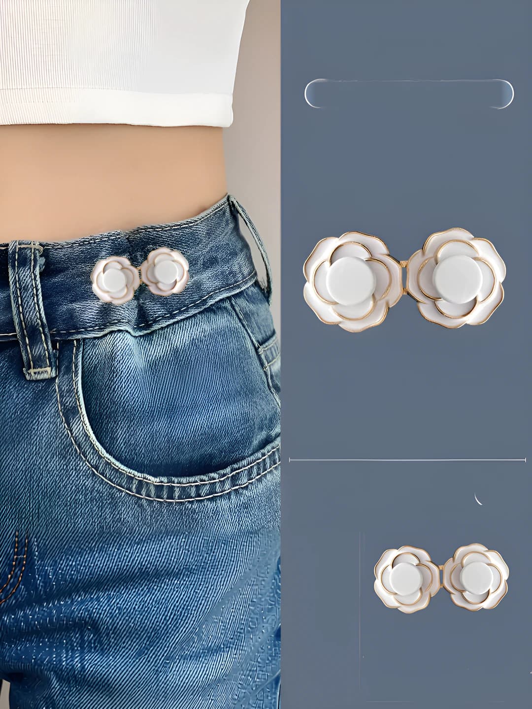50# White camellia 1 pair