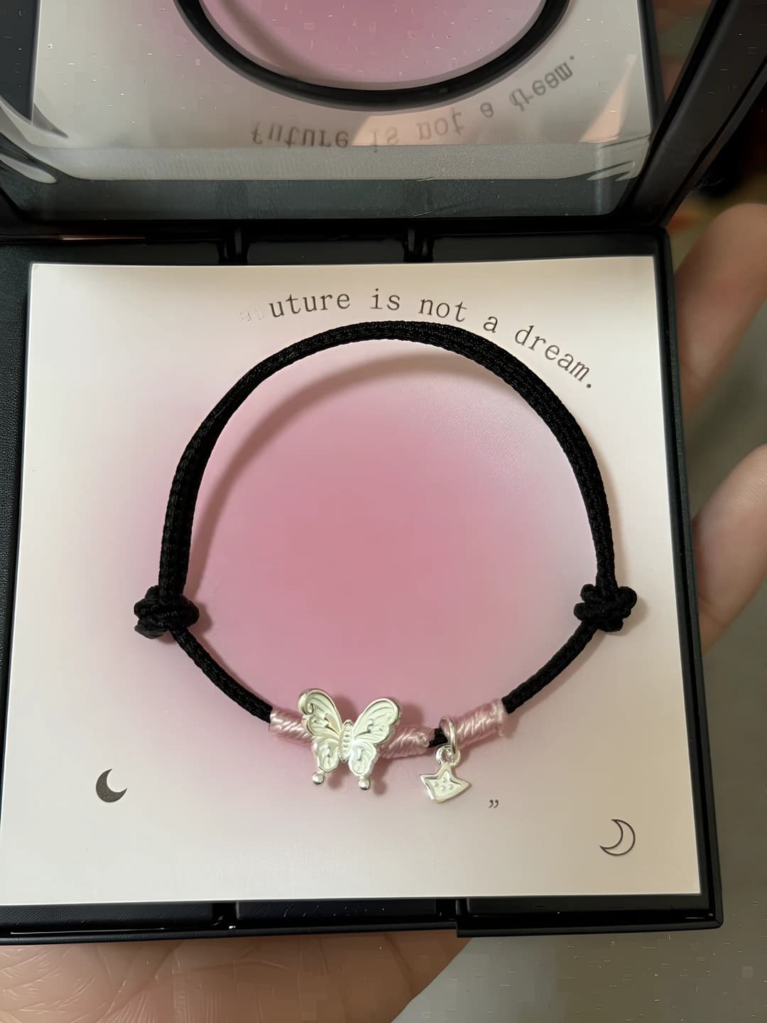 Women's cord bracelet with bell and butterfly charm, red string, simple design, gift for students and couples