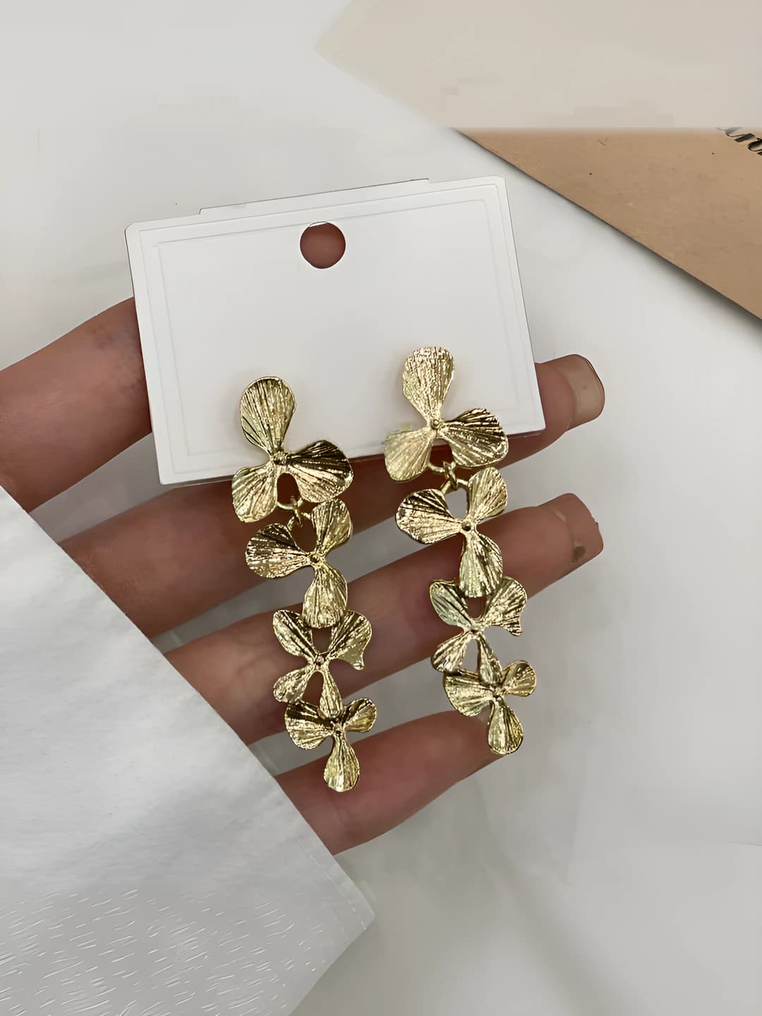 Gold flower earrings