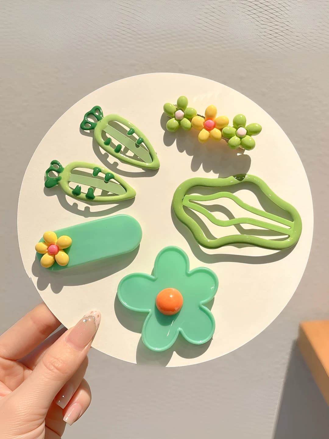 4# Green flowers & clouds, 6-piece set