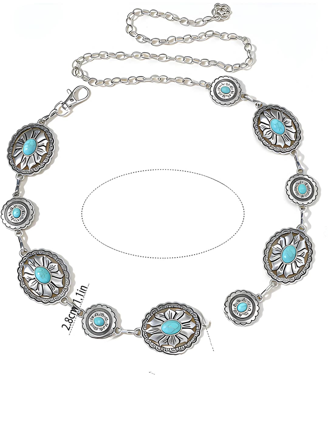 37# New silver oval turquoise