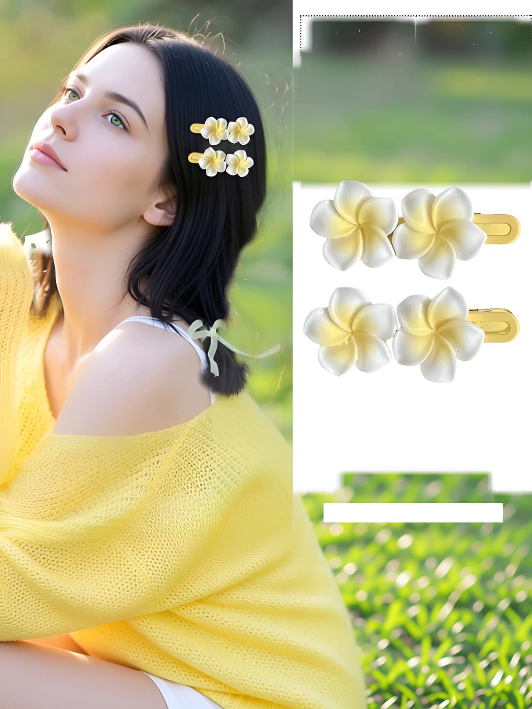 1# large side clip plumeria 2 pcs 6cm