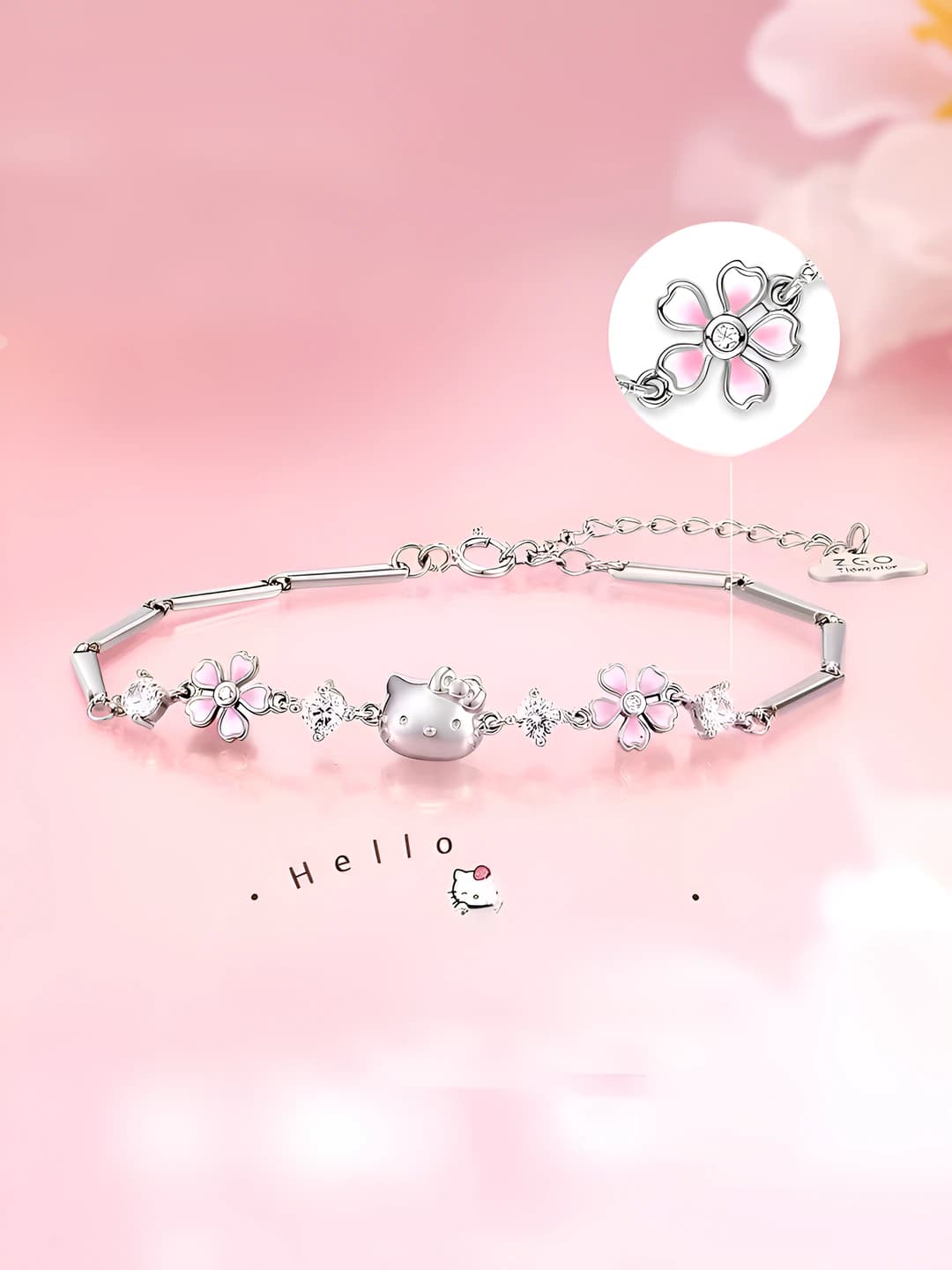 Браслет для женщин Hello Kitty с сакурой, бронза, стиль Chanel, элемент дизайна: животные