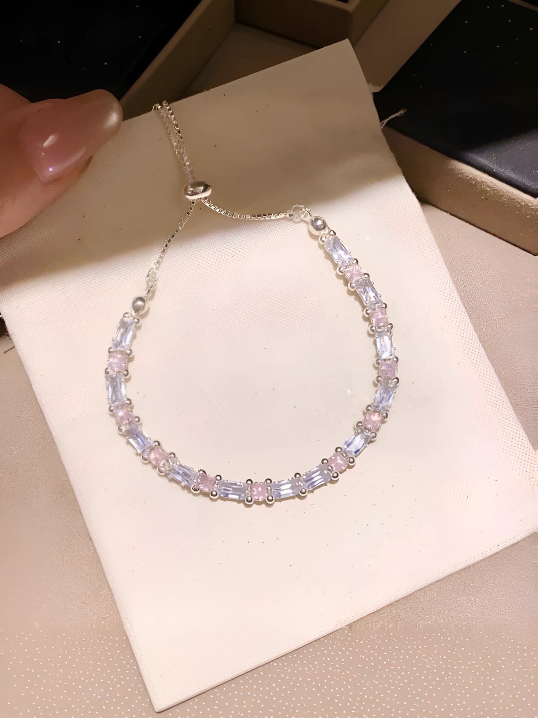 63# Bracelet - Silver - Pink - AB