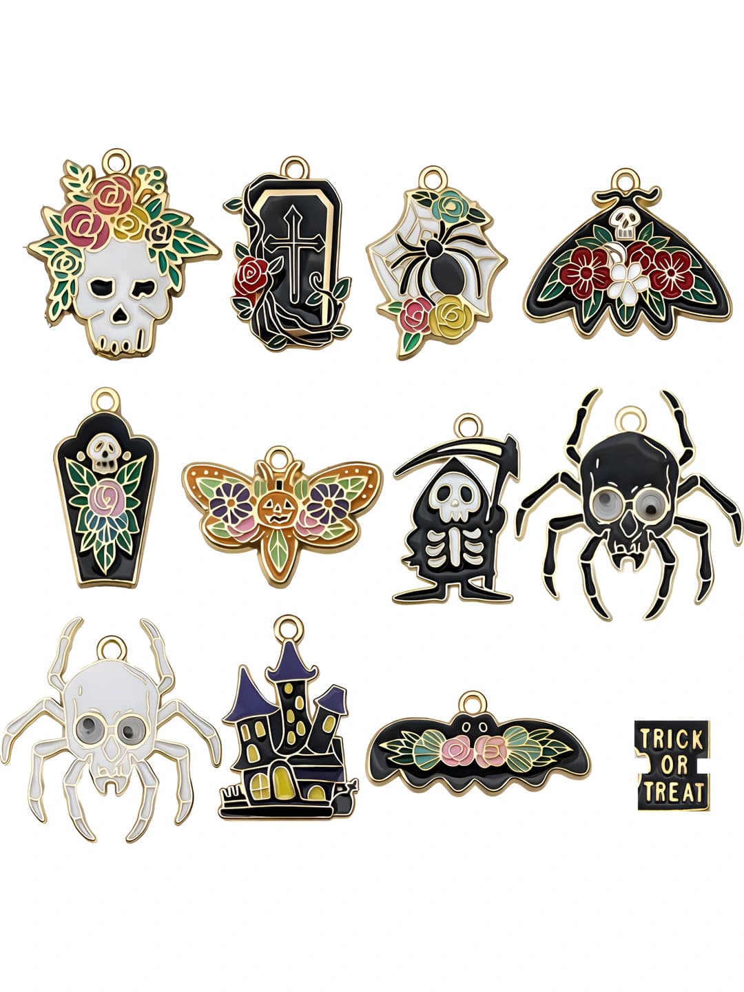 Aralash 12 ta yangi enamel Halloween - 12 variant - 29g