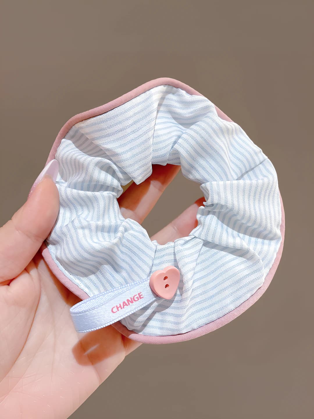 2# Small fresh baguette scrunchie blue - Fabric - ~12.5 cm