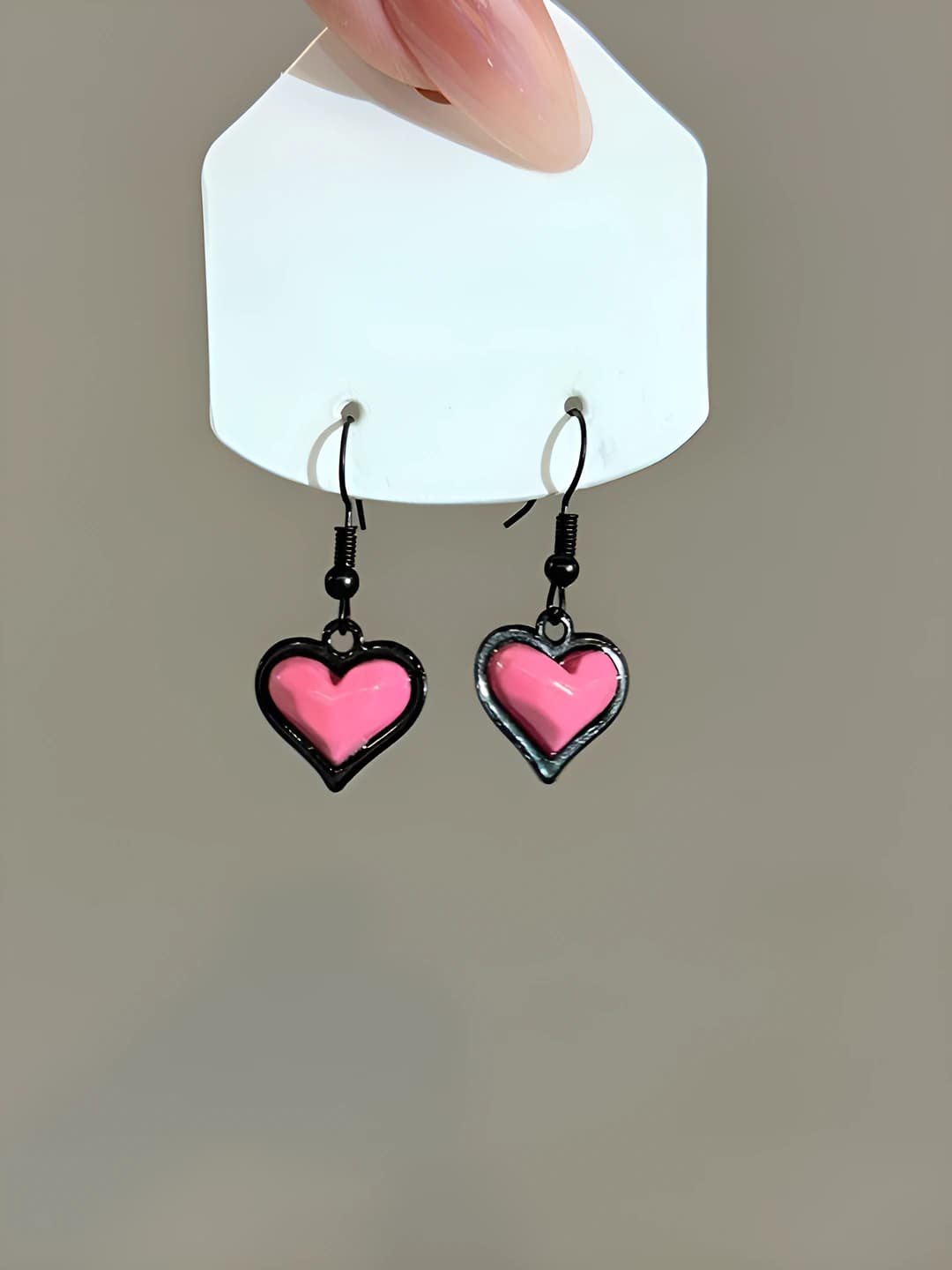 Dark pink heart earrings