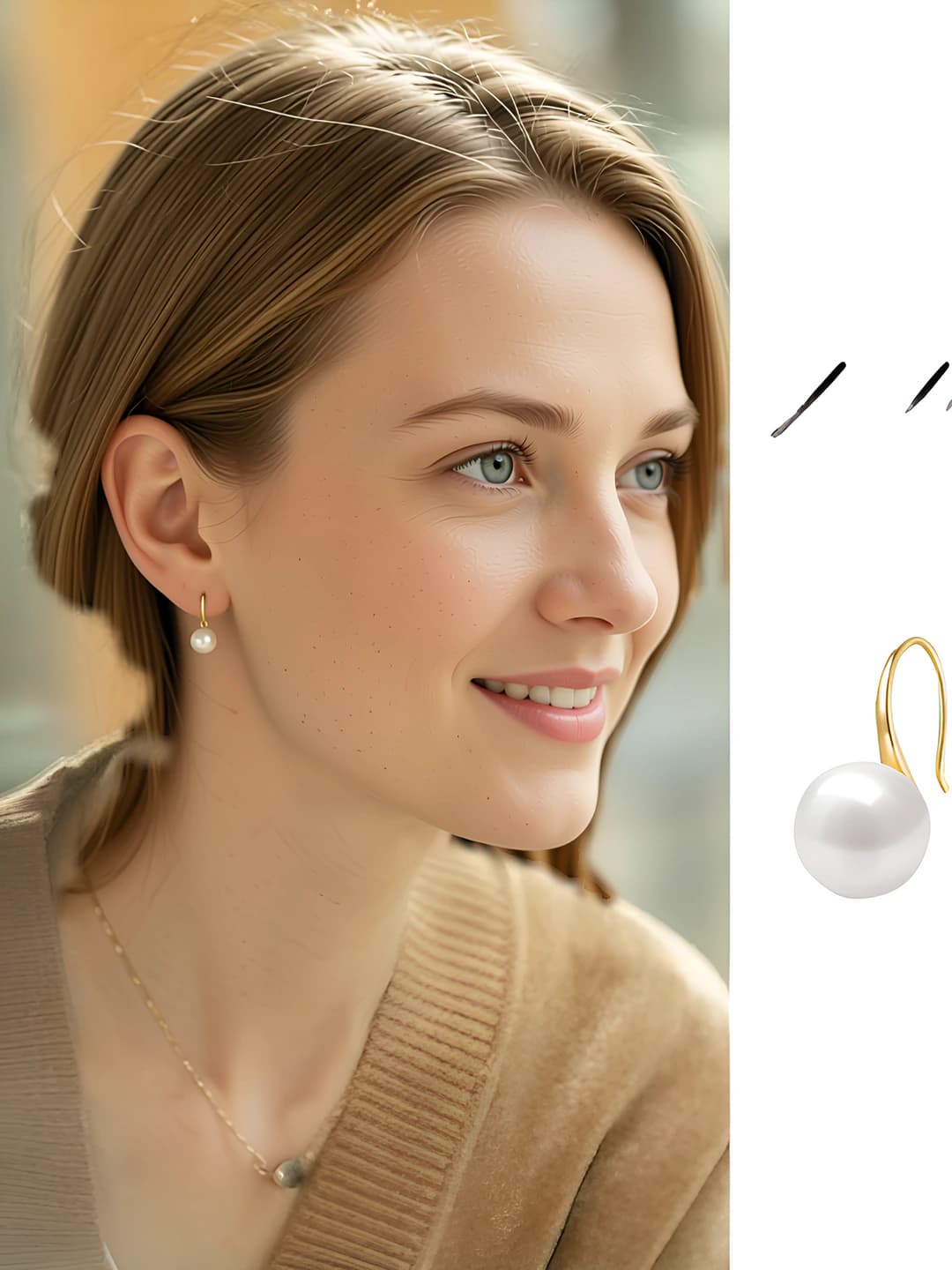 14mm white pearl earring