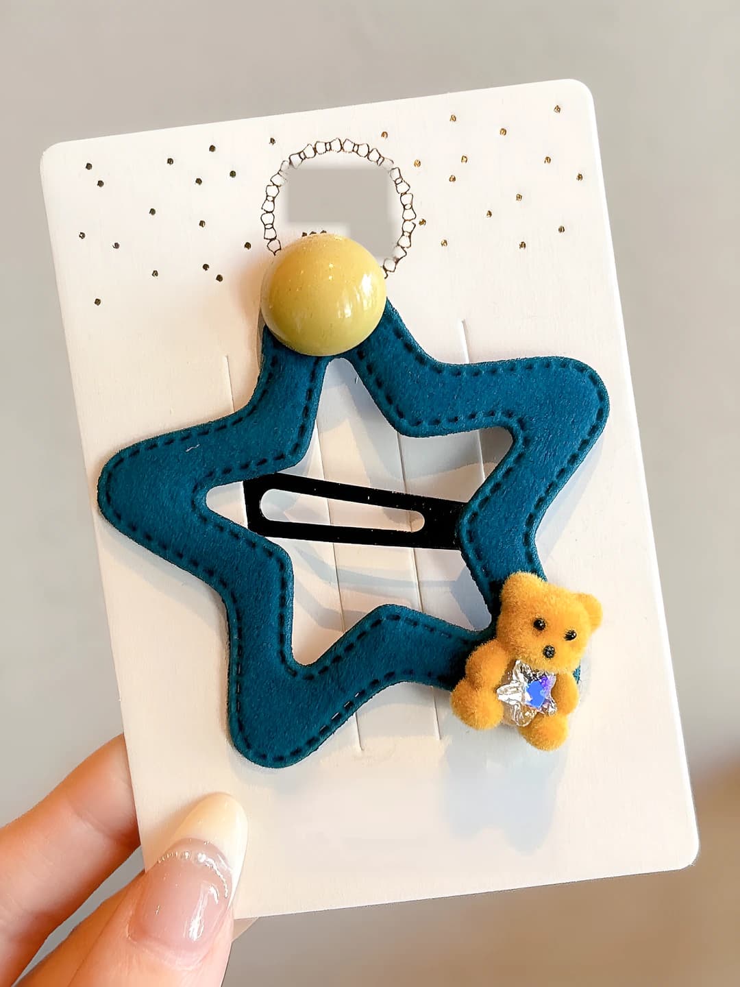 Blue five-pointed star hair clip 1 pc