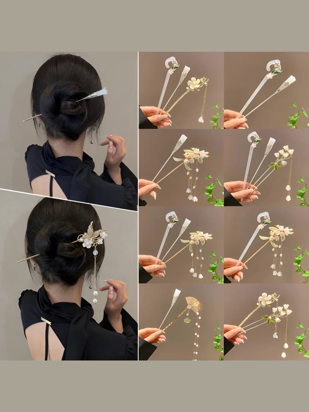 Women's hairpins and bobby pins: handmade, floral shape, new Chinese style, alloy
