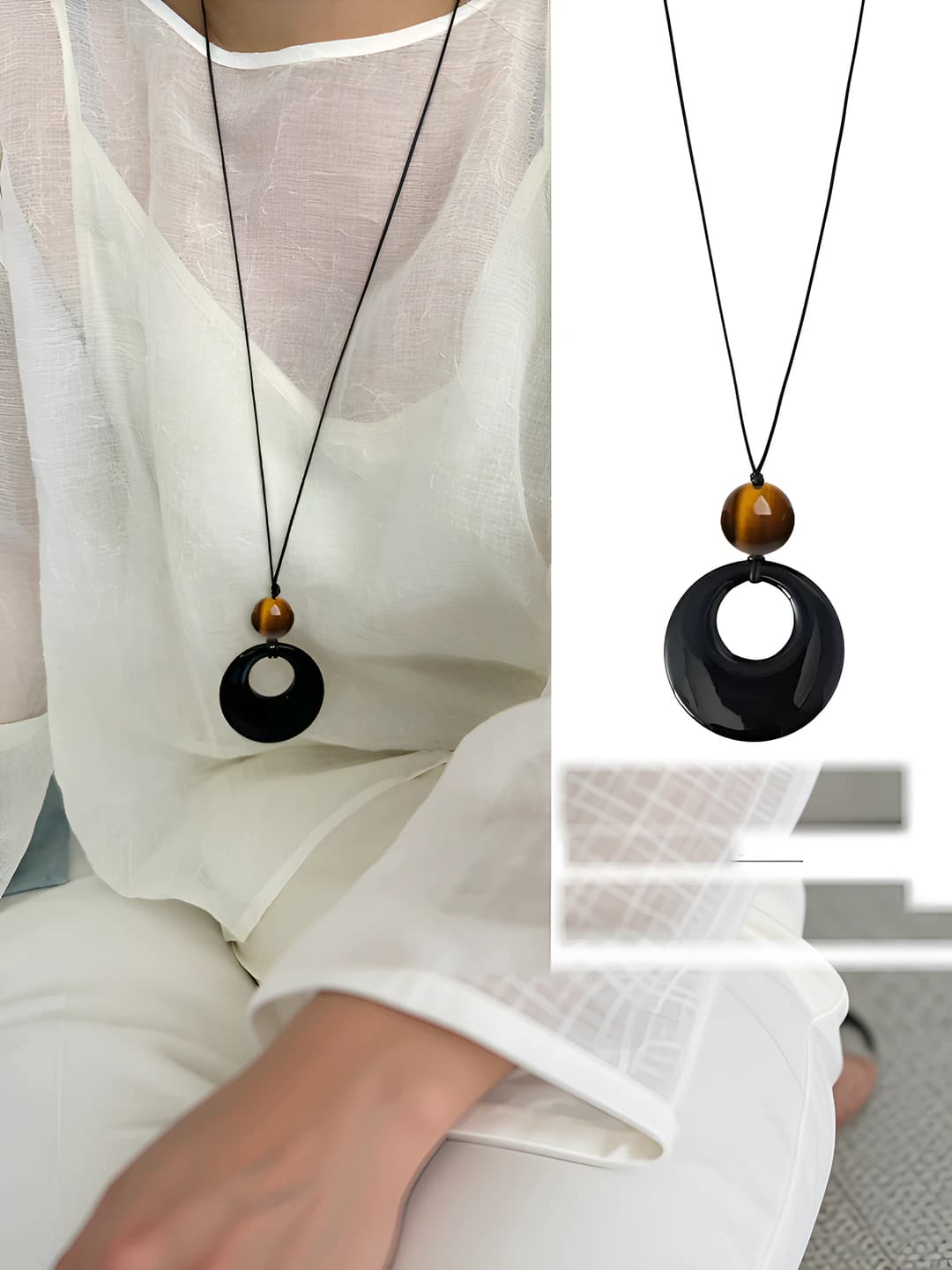 2# Necklace-Black-Coffee-Leather cord