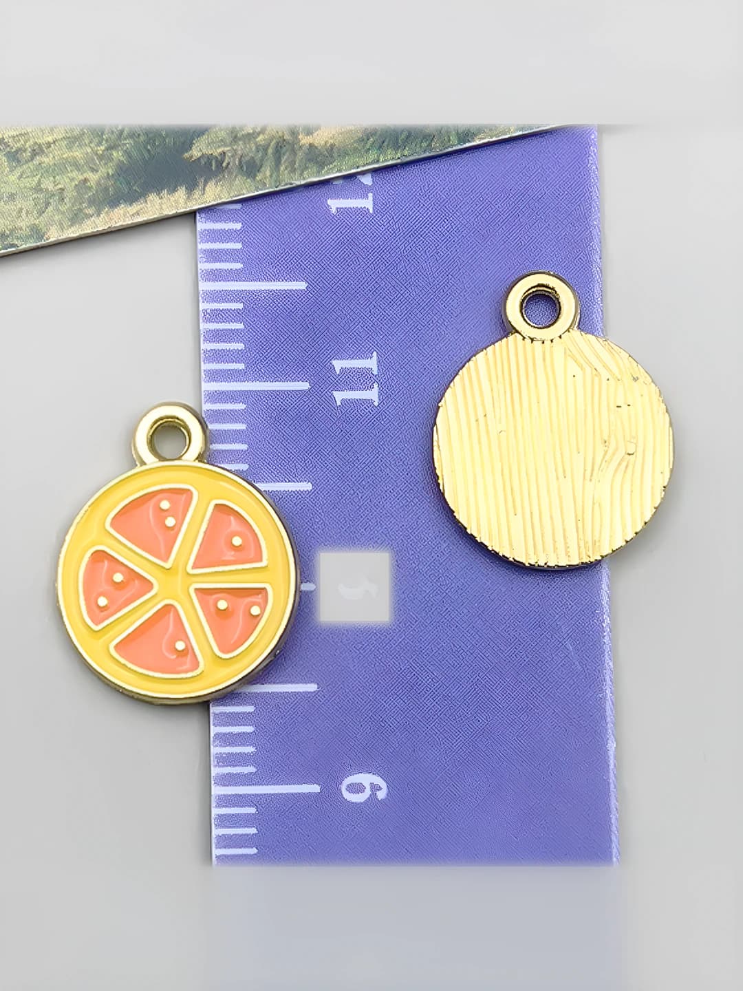 1 шт Жёлтый каплевидный фрукт апельсин 15x12x1mm-0.7g-24405