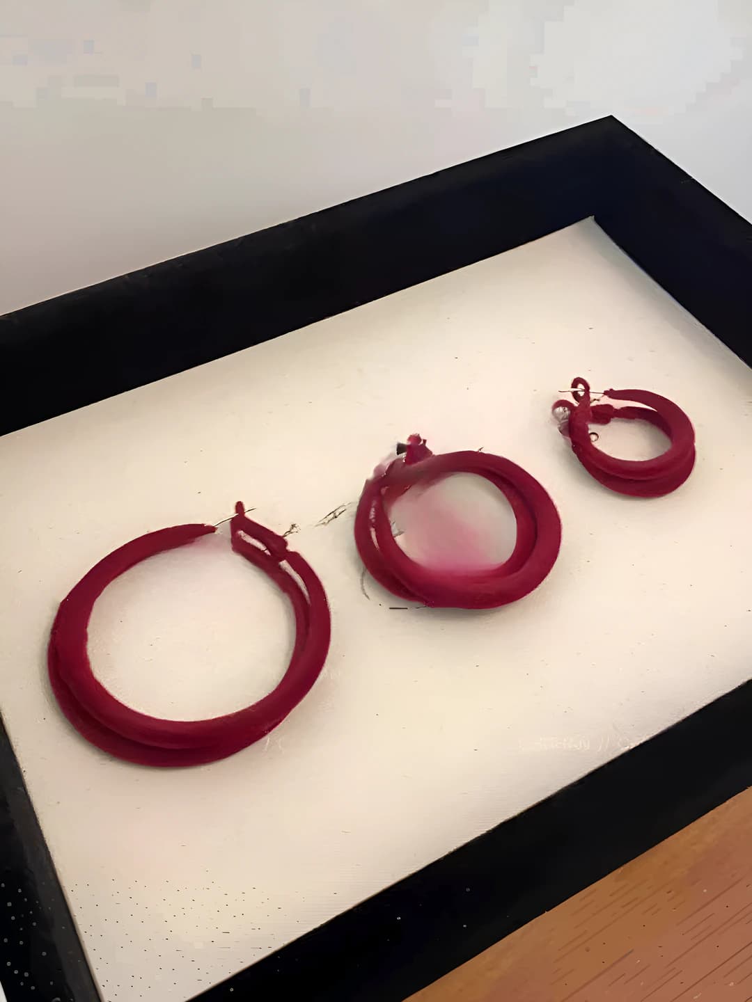 Red velvet hoop earrings 5cm