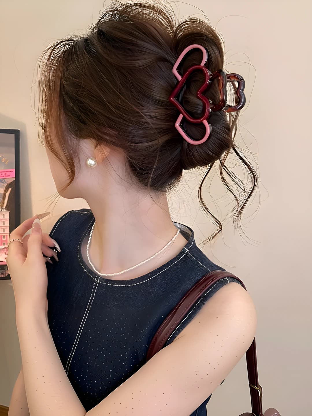 Red-pink heart clip 9 cm