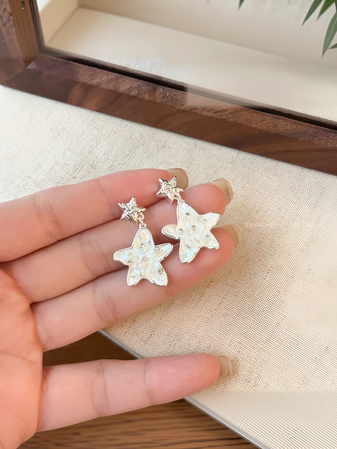 Double starfish shell earrings