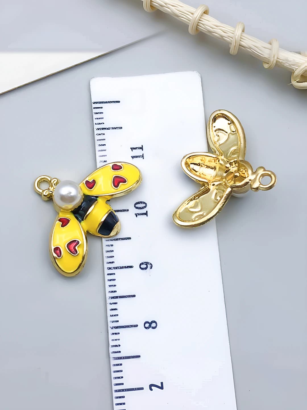 1 шт. kc золотисто-жёлтое сердце с жемчугом 17x23x7mm-1.45g-23785