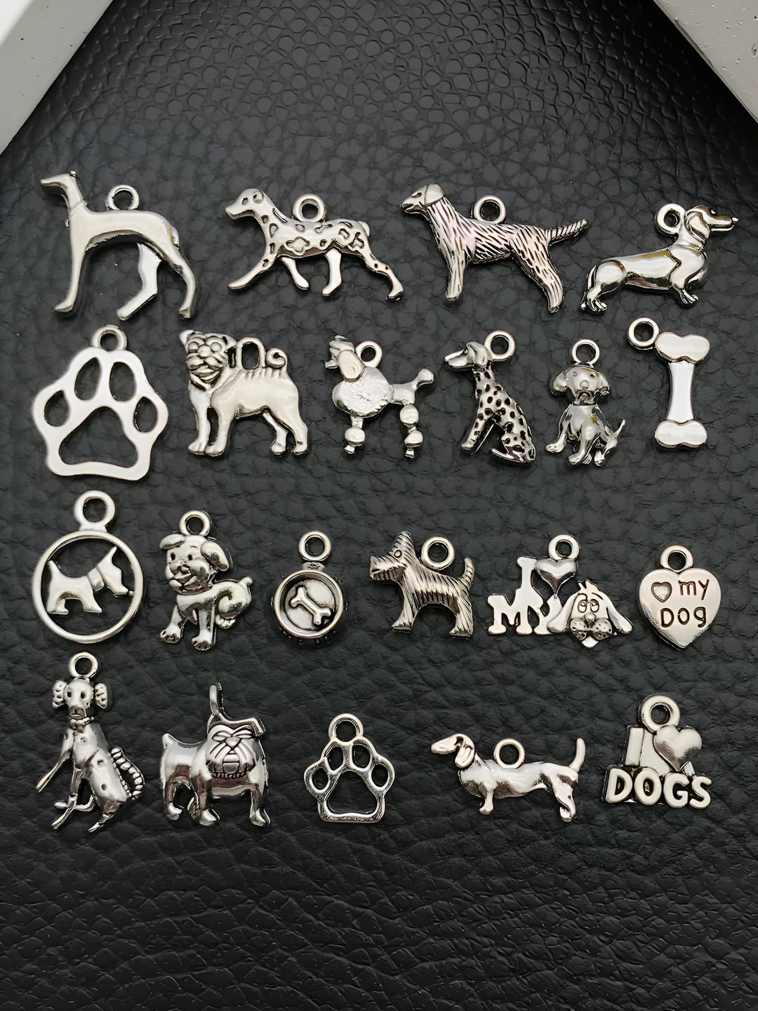 21 pcs mixed antique silver dog set-21 variants 1 each-25.6g