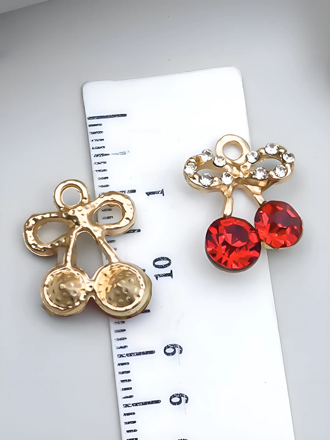 1 шт kc золото красный бант красный бриллиант вишня 17x14x6mm-1.7g-23423