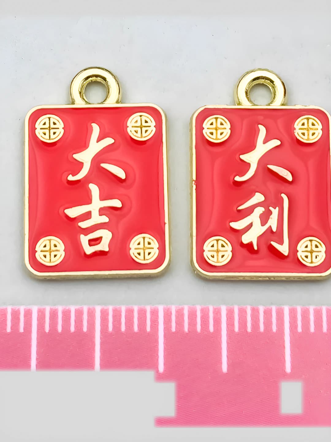 1 pc Double-sided Good luck, 18x12mm, 1g