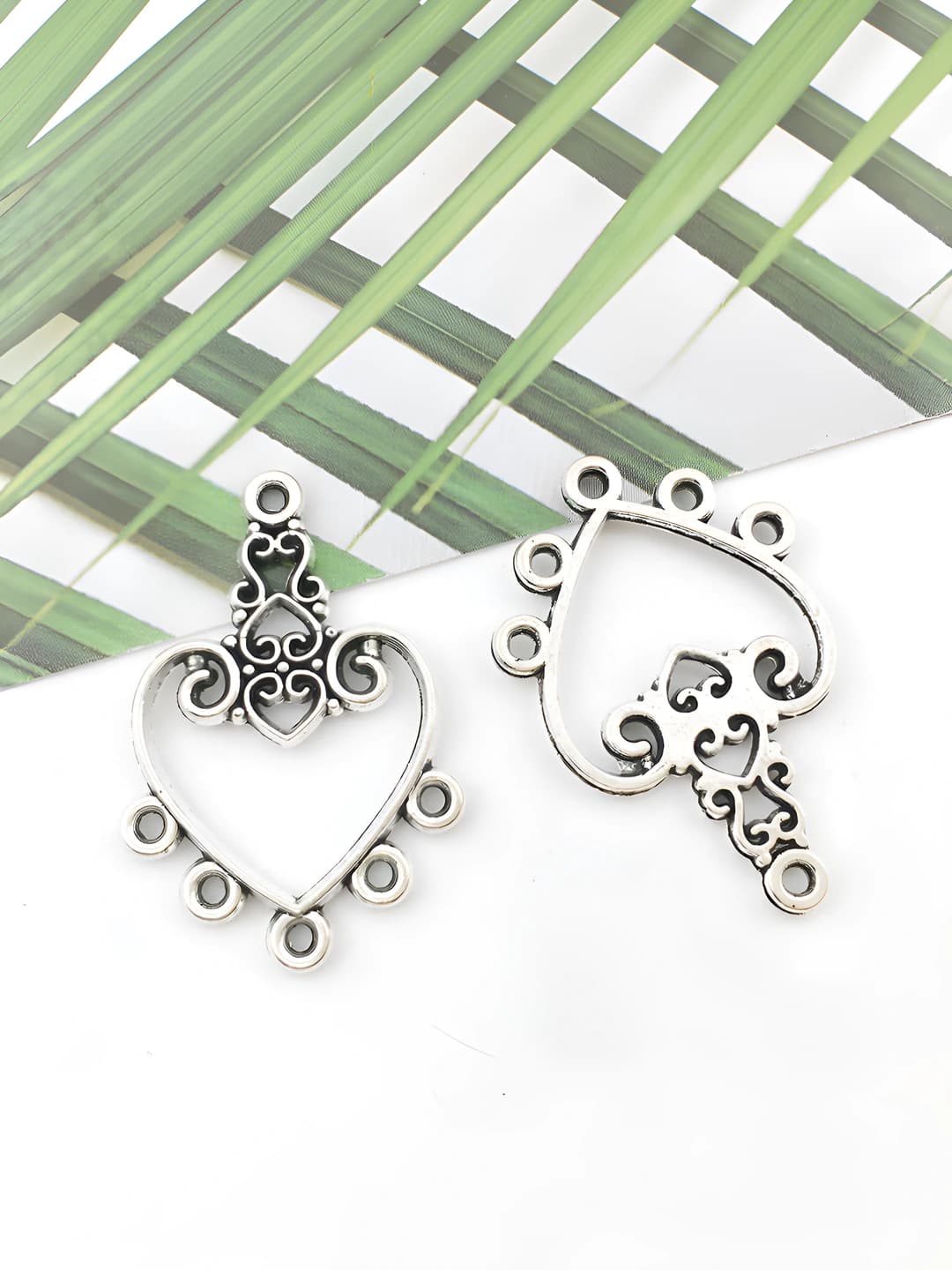 1 pc heart-shaped earrings multi-hole chain 19x31 mm - 1.8 g