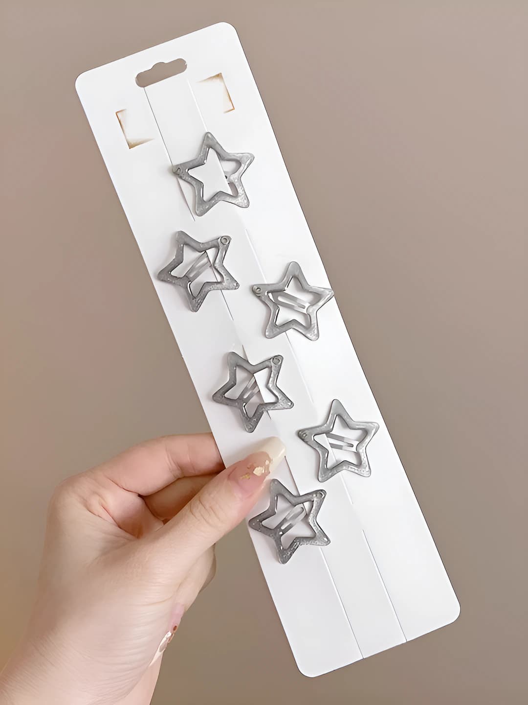 1# Silver, glossy, star, 6 pcs, 3.5 cm