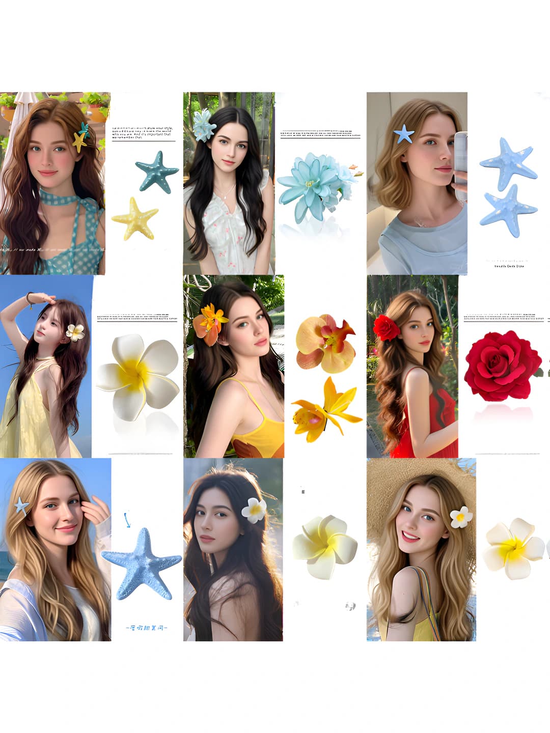 Women's hair clips and combs: preppy style hair clips with flowers and orchid imitation