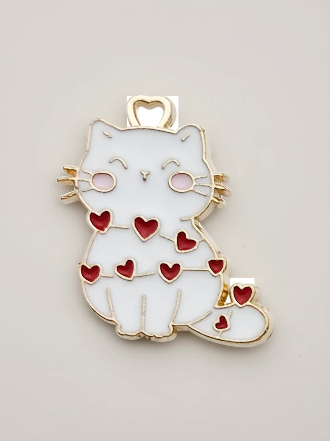 1 шт. белый кот в форме сердца 19x20mm-1.3g