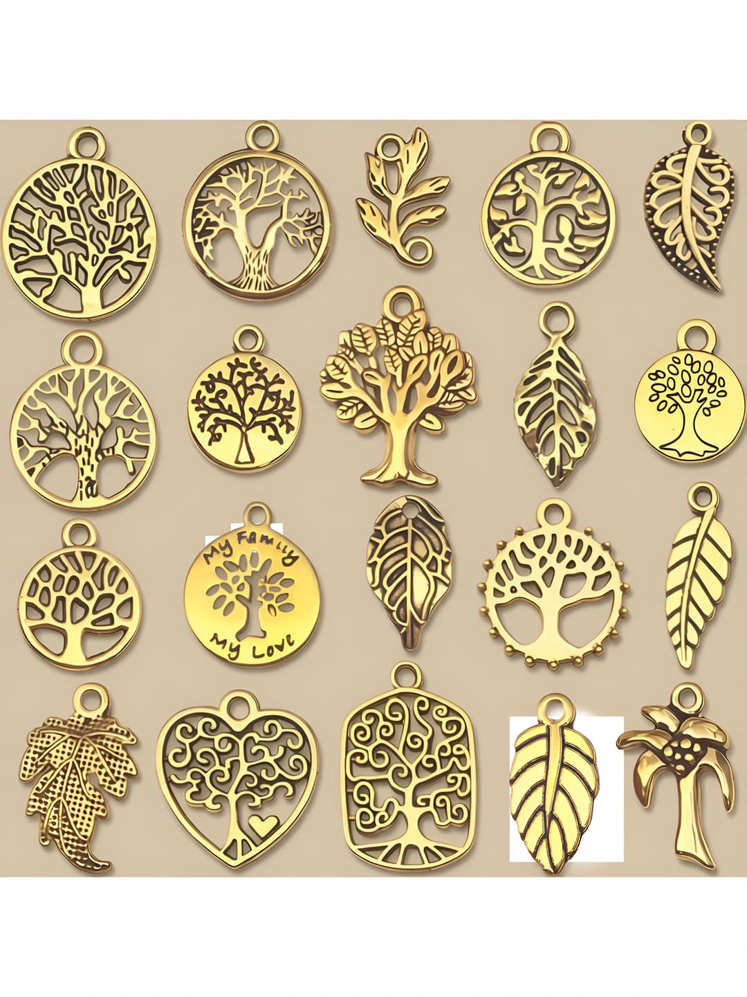 20 pcs mixed antique gold tree and leaves - 20g - SN888