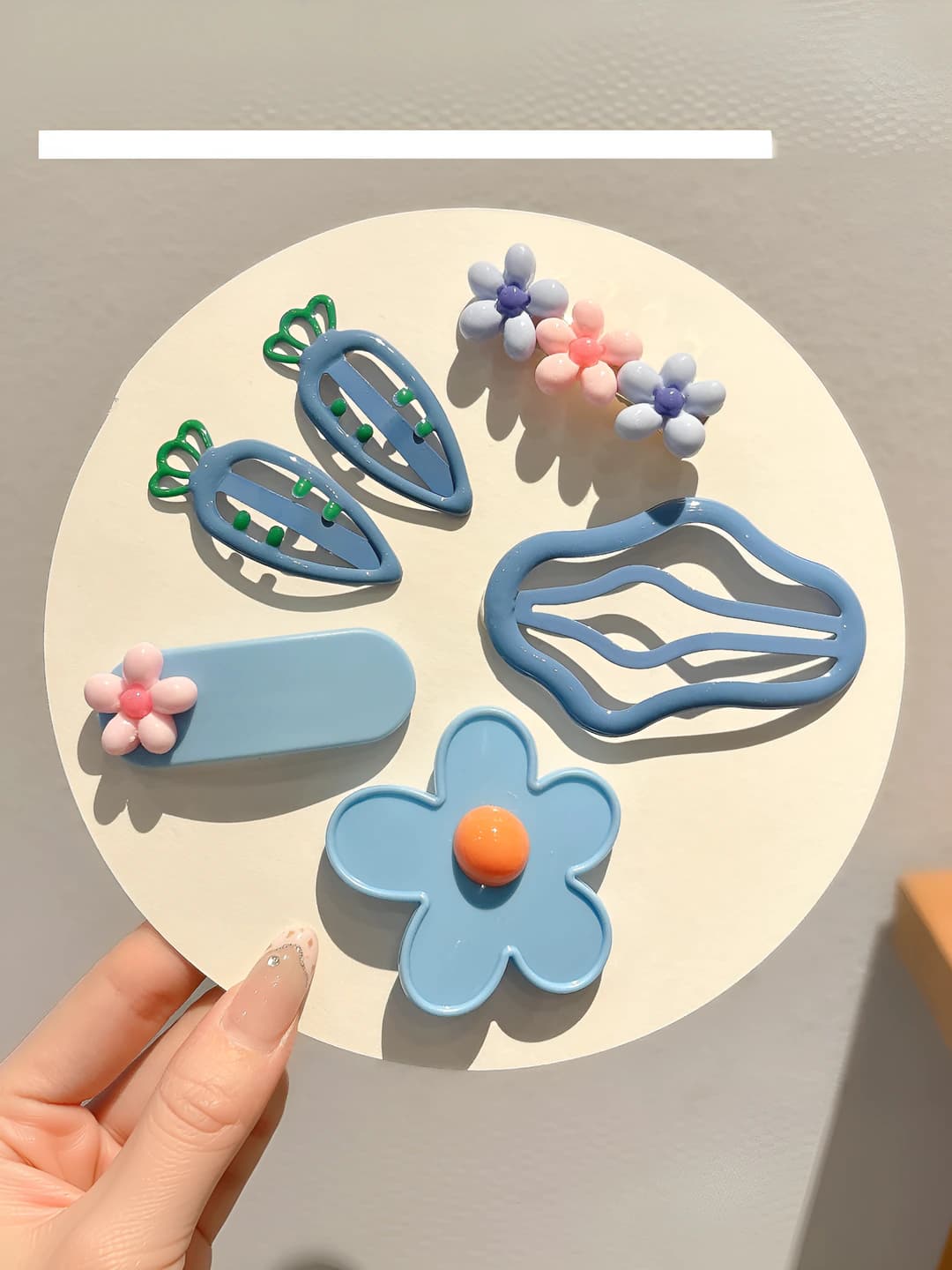 1# Blue flowers and clouds set, 6 pcs