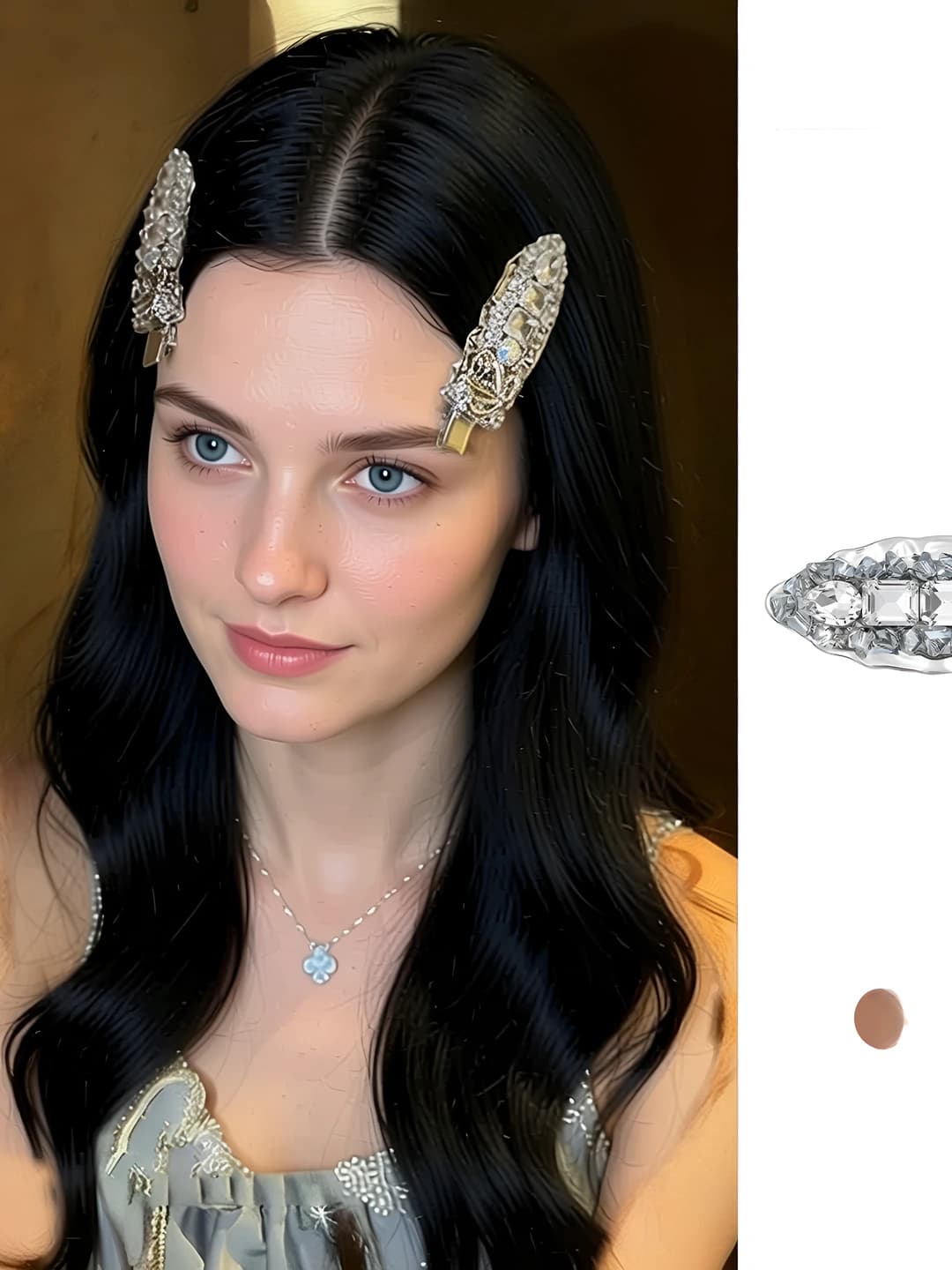 3# Серебряный плоский зажим