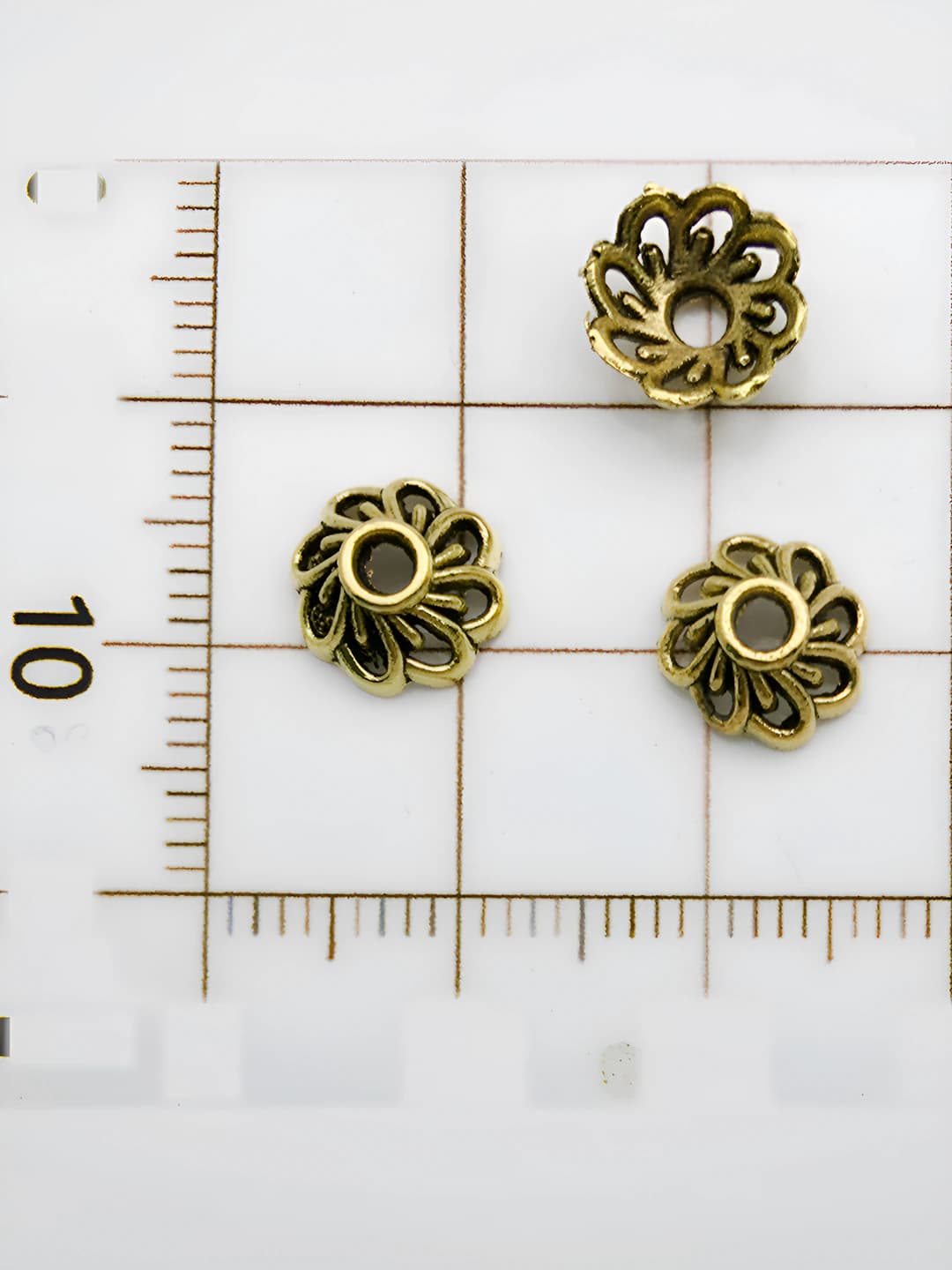 1 pc antique gold cap 9x9mm-0.3g-2mm hole