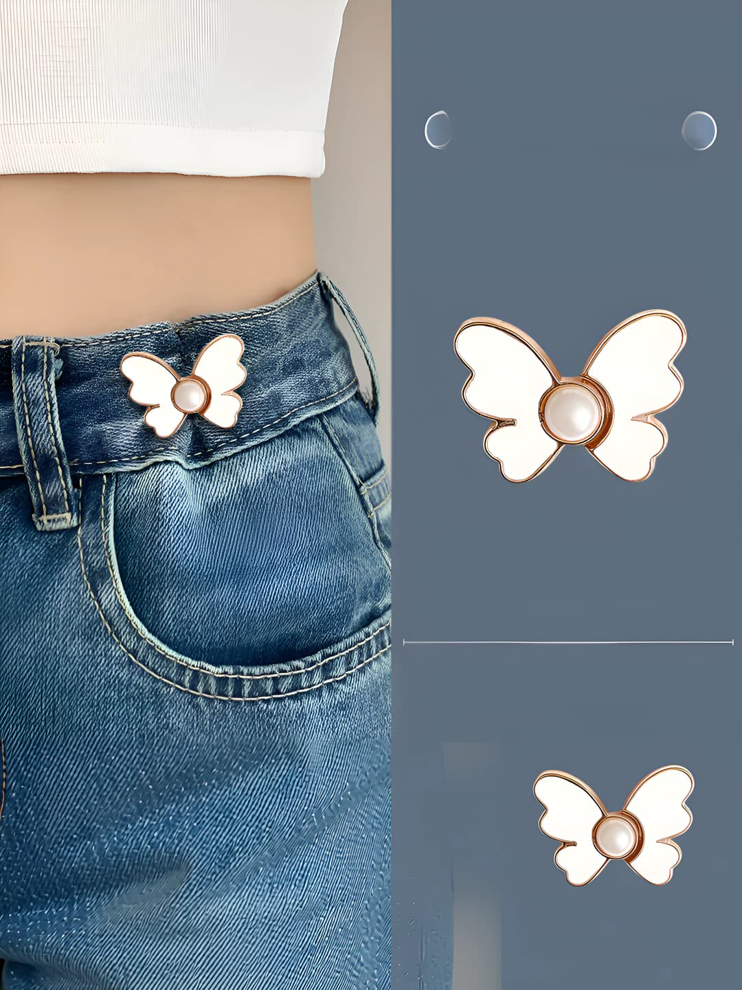 1# White, butterfly waist buckle
