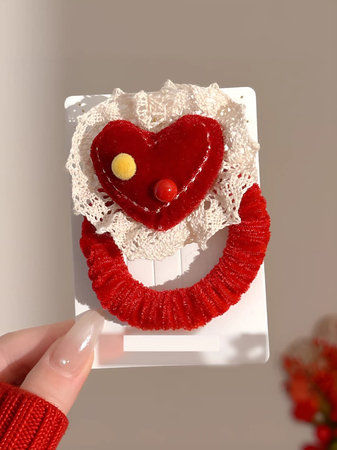 Red heart velvet