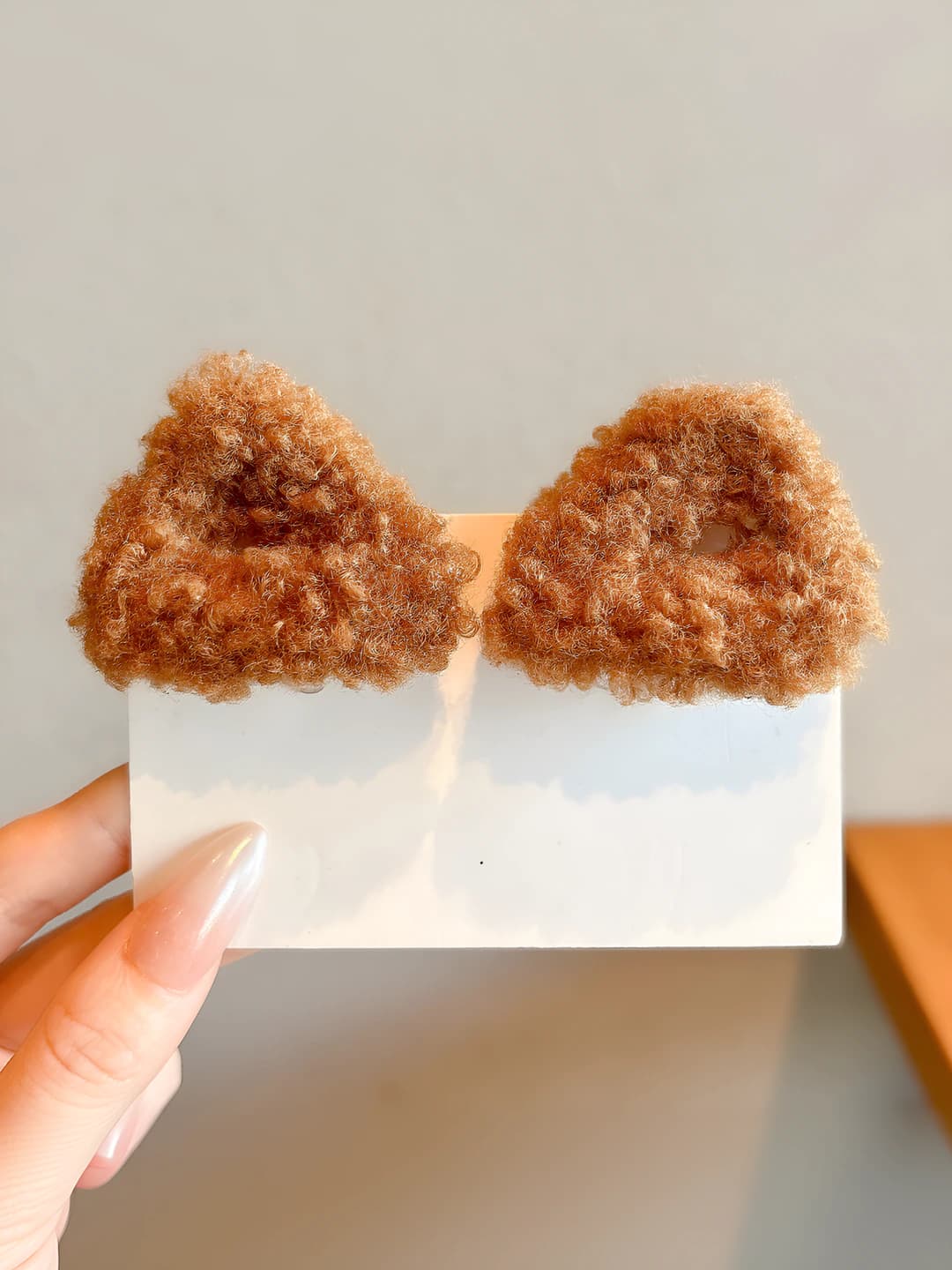 2# Coffee cat ears plush mini clip pair - ~6 cm