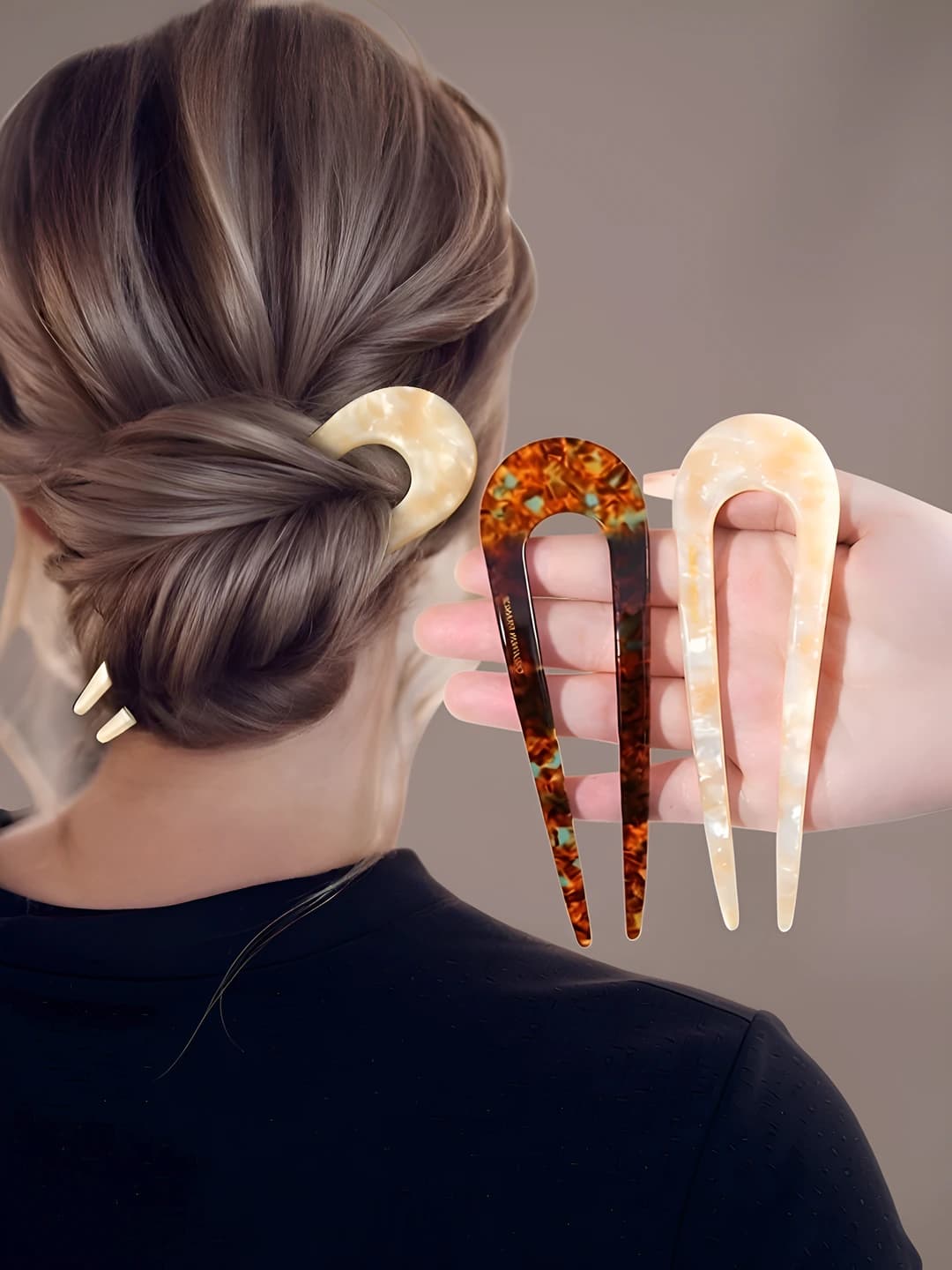 Women's U-shaped hairpin in retro style, new 2026 model, extended length for hair updos, simple and elegant