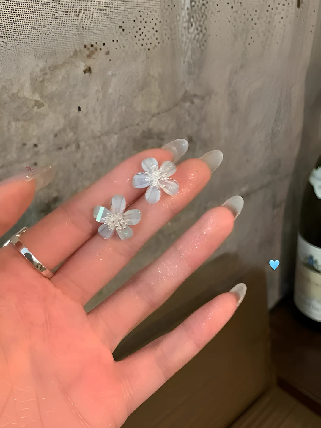 Blue floral zircon earrings