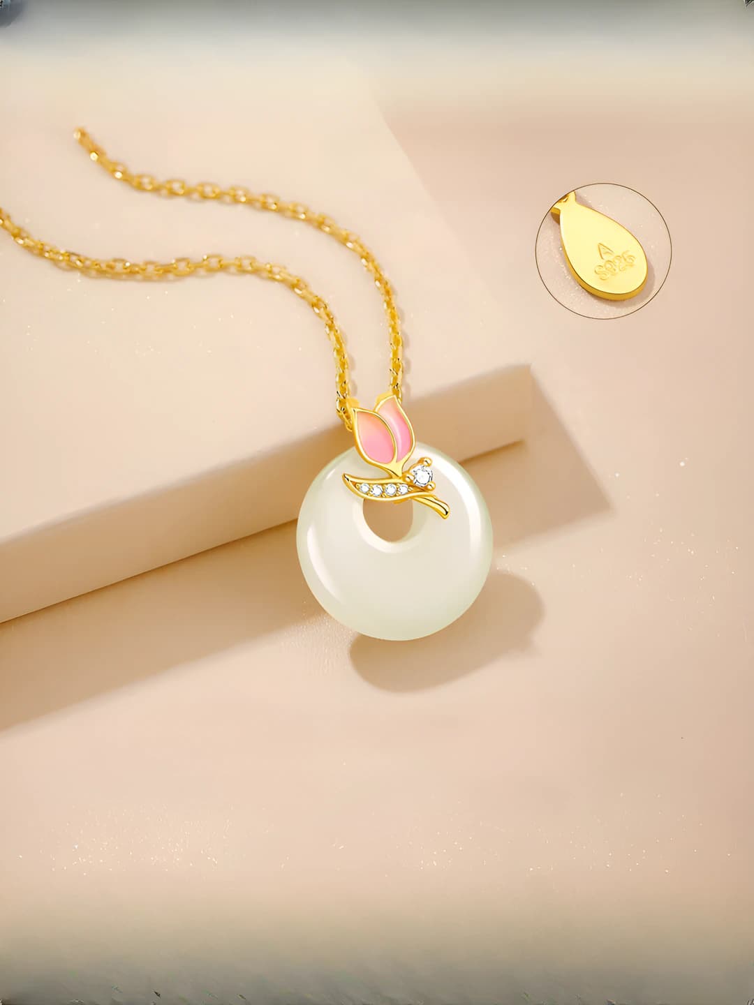 Women's necklace with tulip and safety pendant, light luxury, ins style, gift