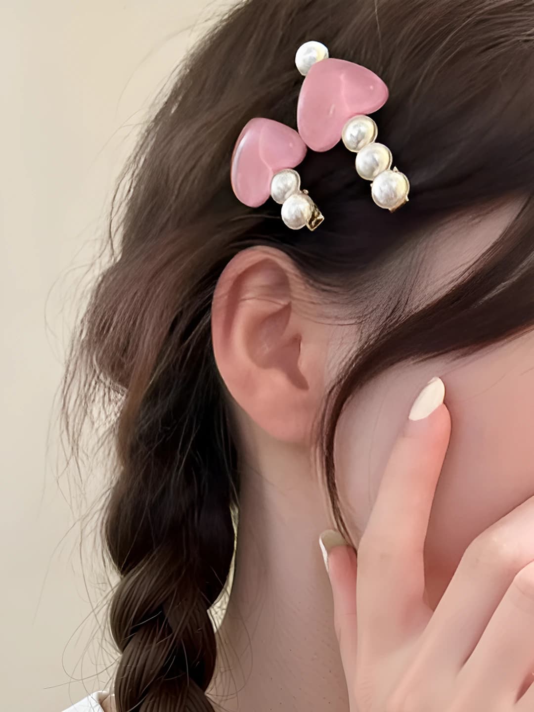 2# Pink pearl hearts, 4.5/6 cm