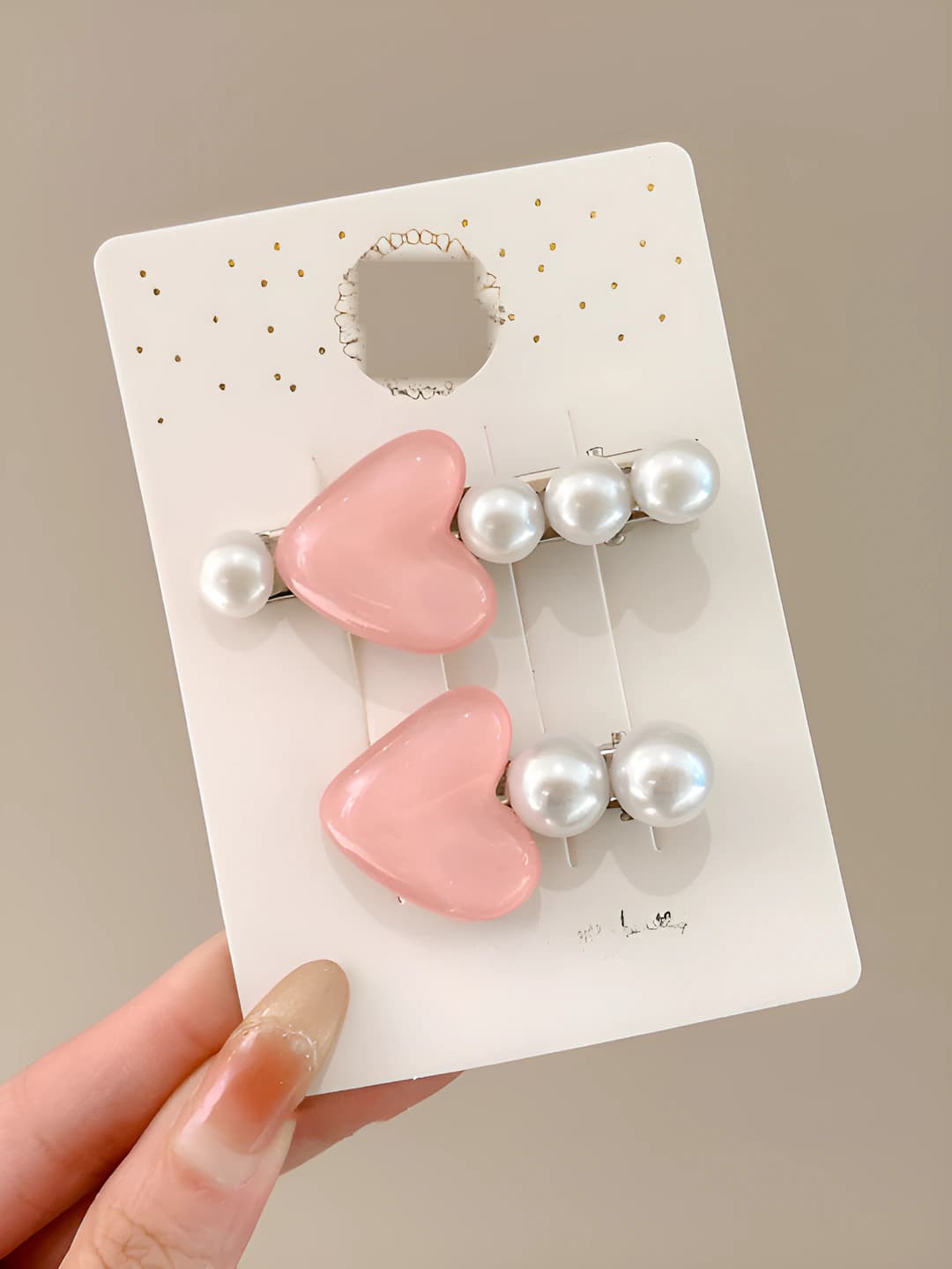 2# Pink pearl hearts, 4.5/6 cm