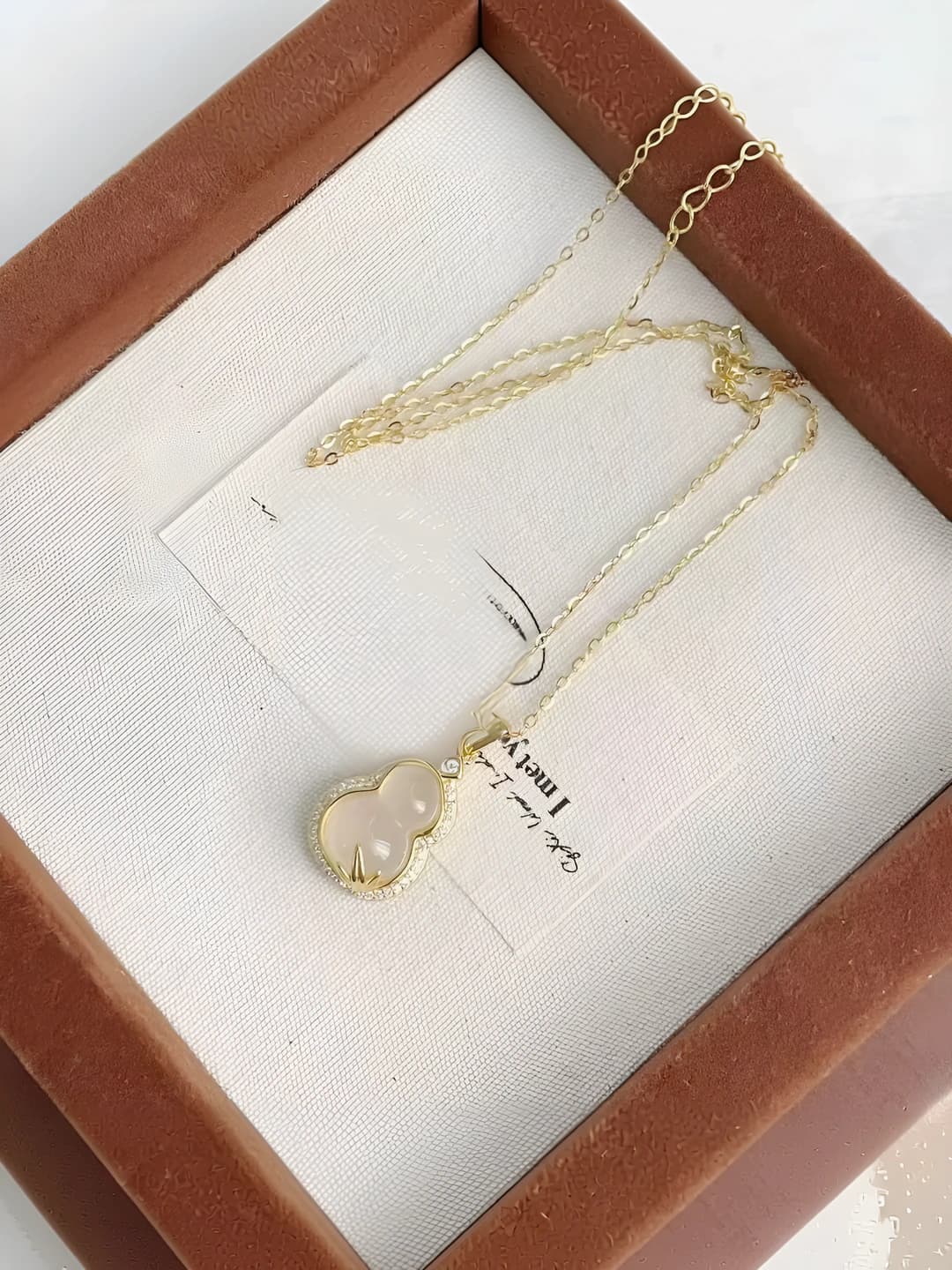 6 Chinese gourd necklace - Gold-white