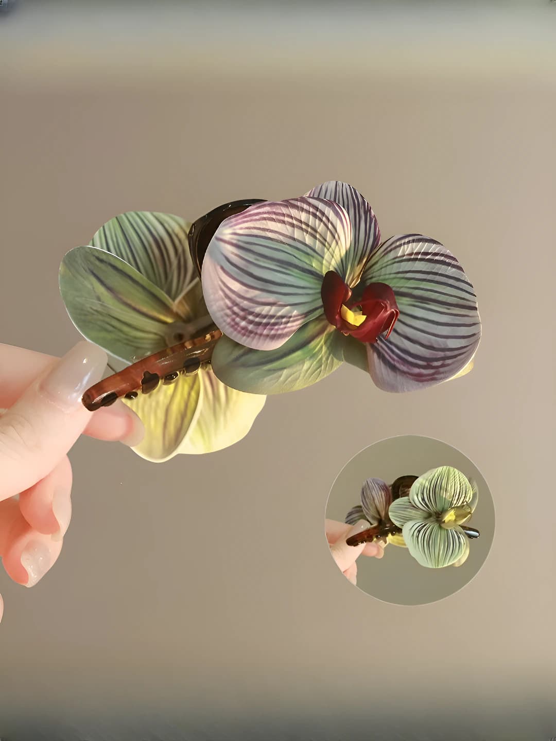 1# Purple-green claw clip, 13 cm