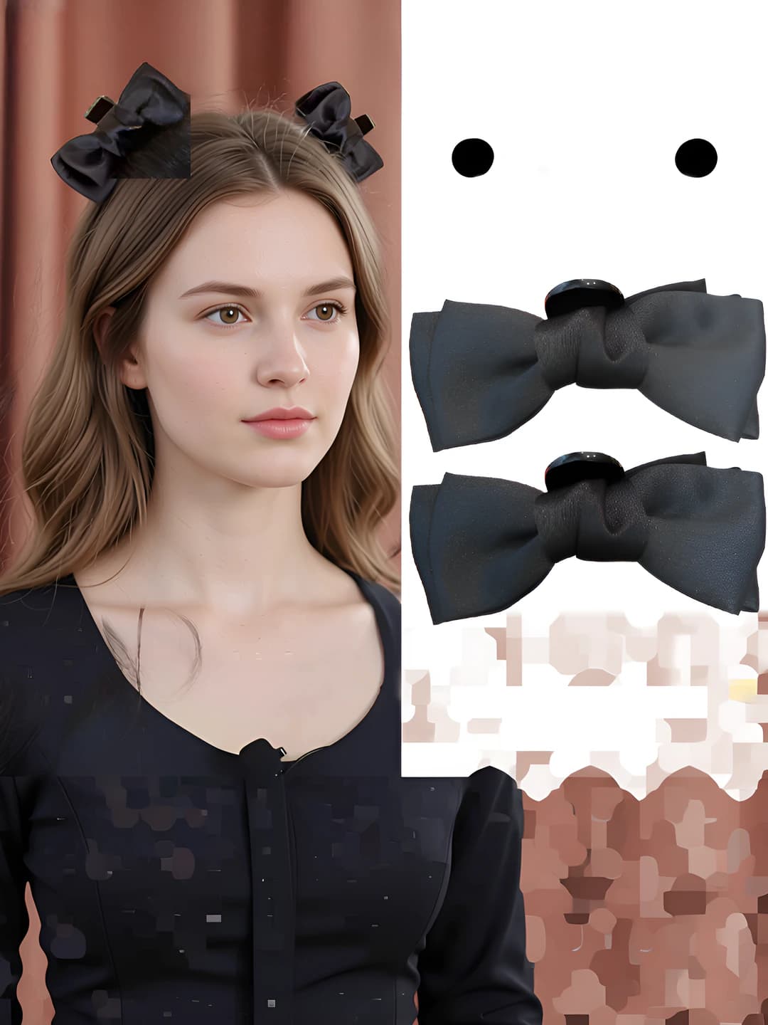 Qora bowtie, kichik, 2 dona