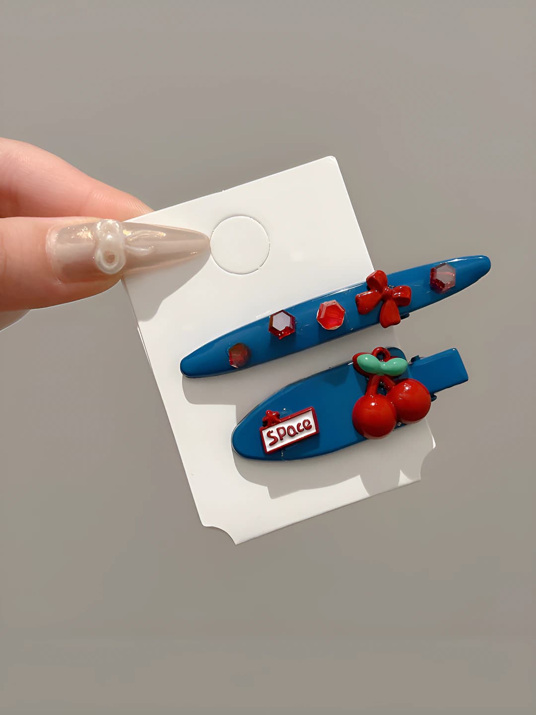 1# Бант и вишня 2 шт 5cm/6.5cm