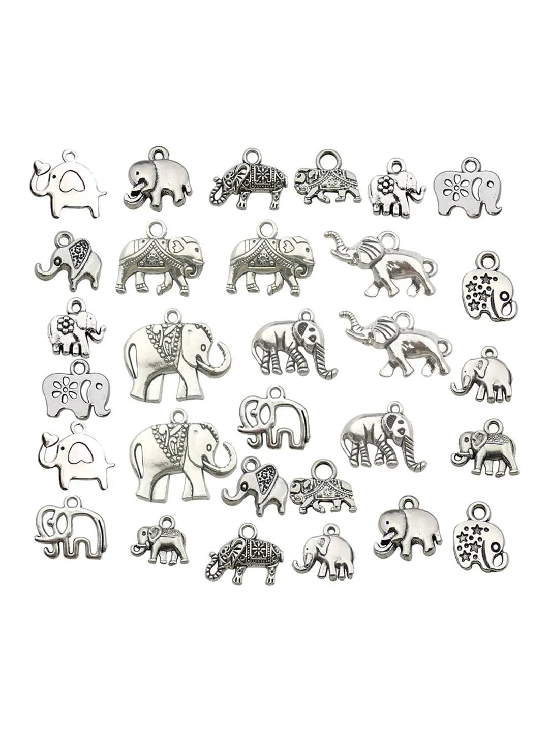 Women's retro alloy elephant head charms for bracelets and necklaces