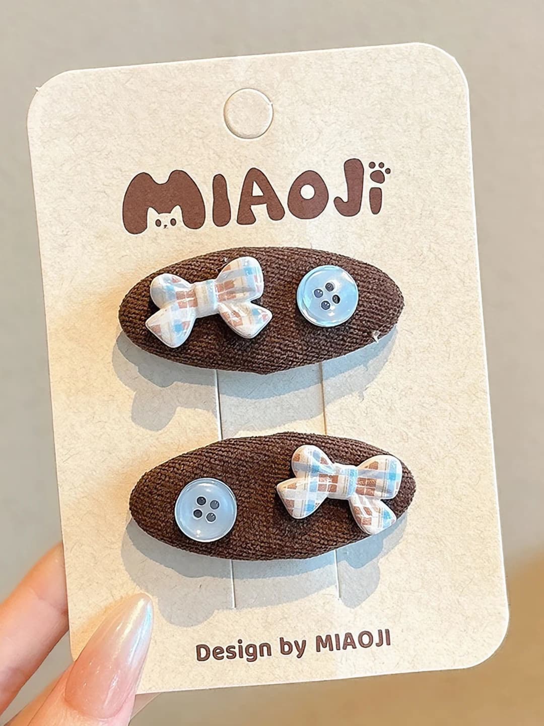 3# Bow Button Pair Clips - 5.5 cm/5.5 cm