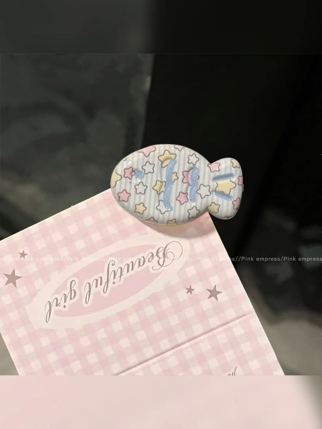 Print star striped fairy tale fish clip, 3.2 cm