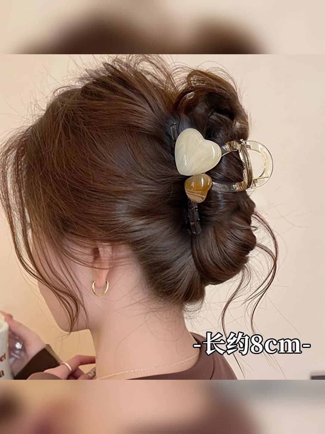 9# (Средний) Кофейный прозрачный сердечко зажим 8cm