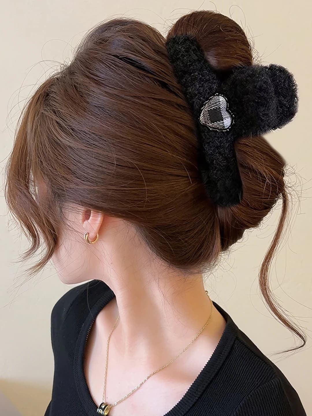 6# Black, heart plaid, ~14 cm