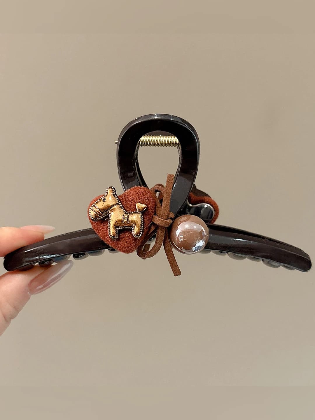 1# Heart, pony, bow clip, 13 cm